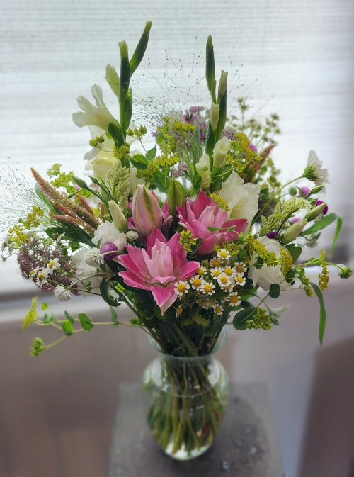 Locally-grown spring bouquet from American Wildflower Farms, Madison Indiana
