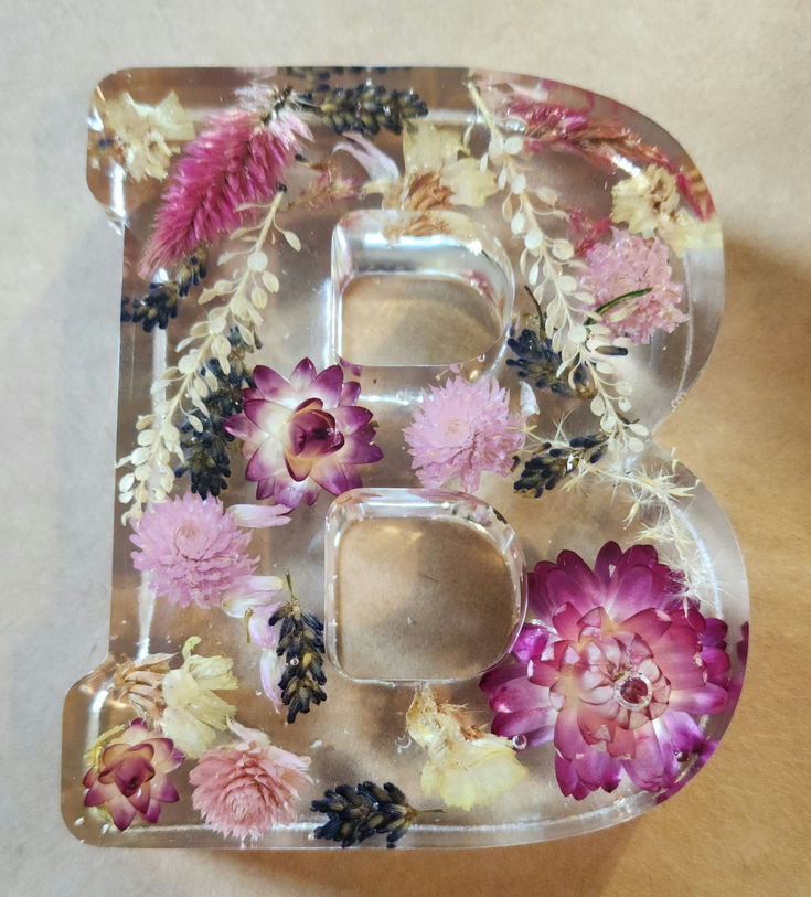 Resin Floral Letter – Farm-Grown Flowers (4")